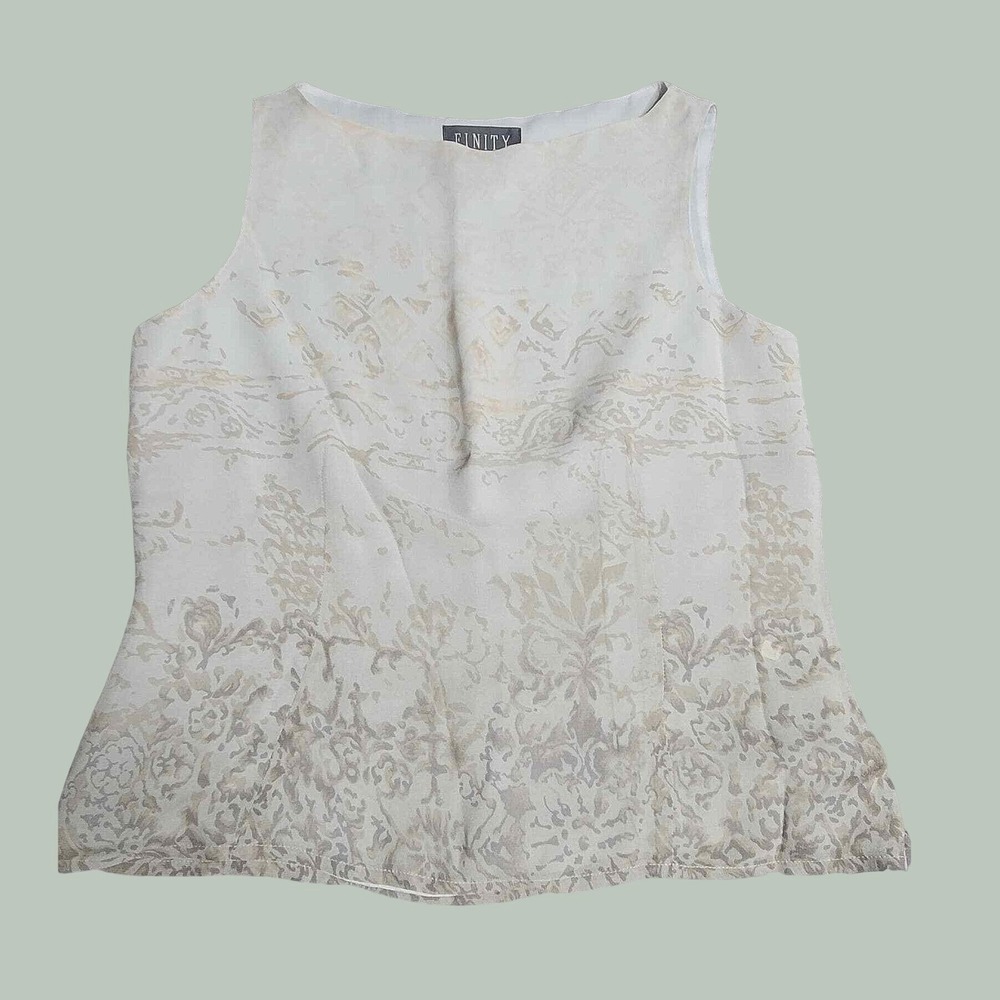 Finity Silk Top Shell 4 Sleeveless Shell Side Zip Neutral Classic Minimalist Y2K